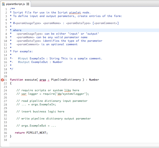 Pipeline Scripting Quick Start Example | Infocenter | SFCC Learning