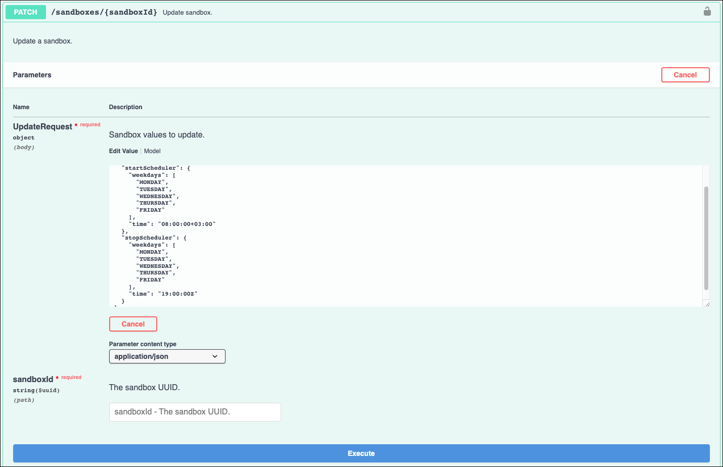 Sandbox PATCH method.