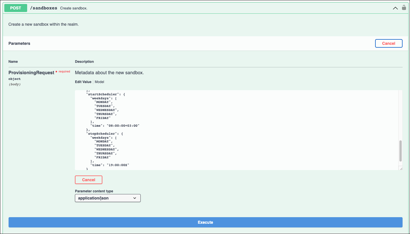 Sandbox POST method.